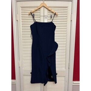 BARDOT CARMELLE MIDI DRESS IN NAVY WOMENS SIZE 8 M MEDIUM NEW